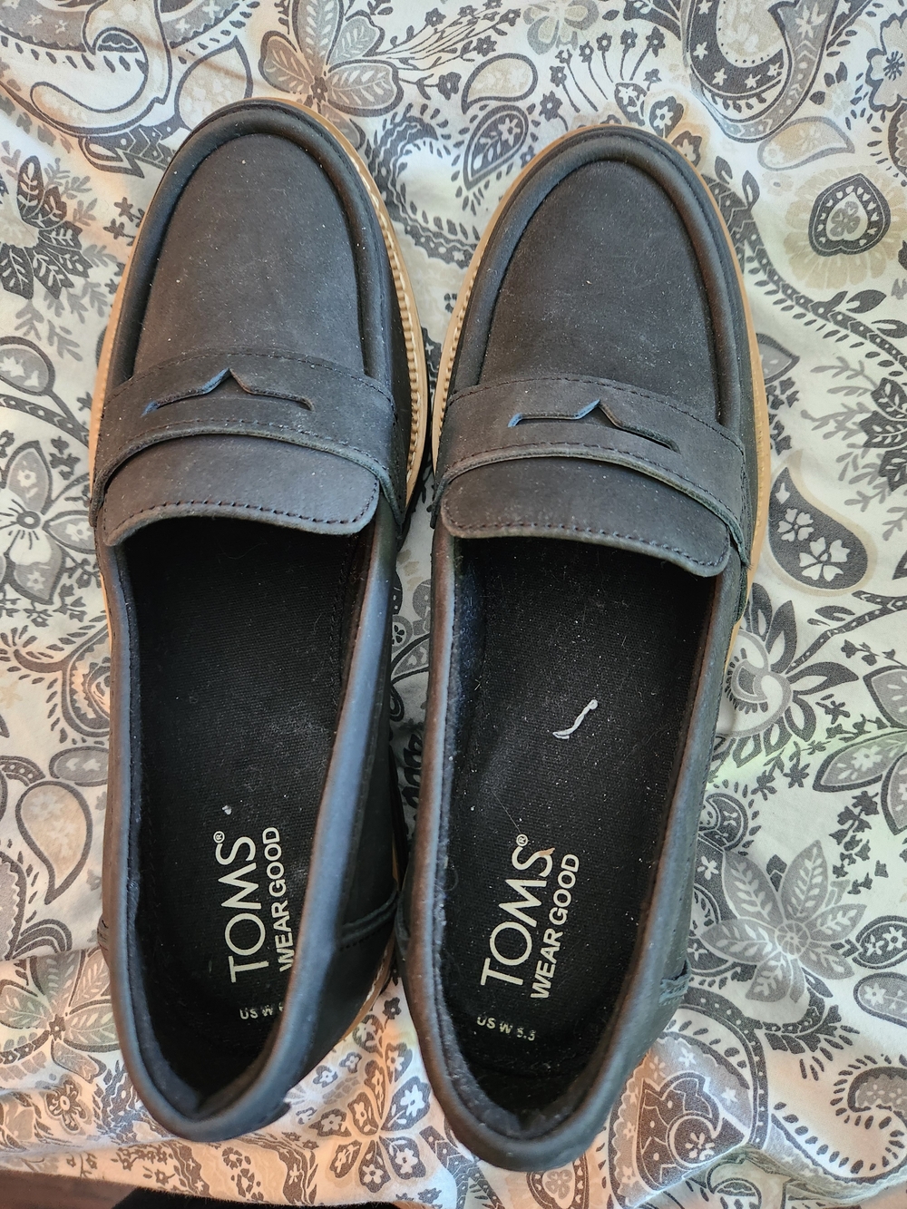 Toms Men's Charcoal Suede Penny Loafers